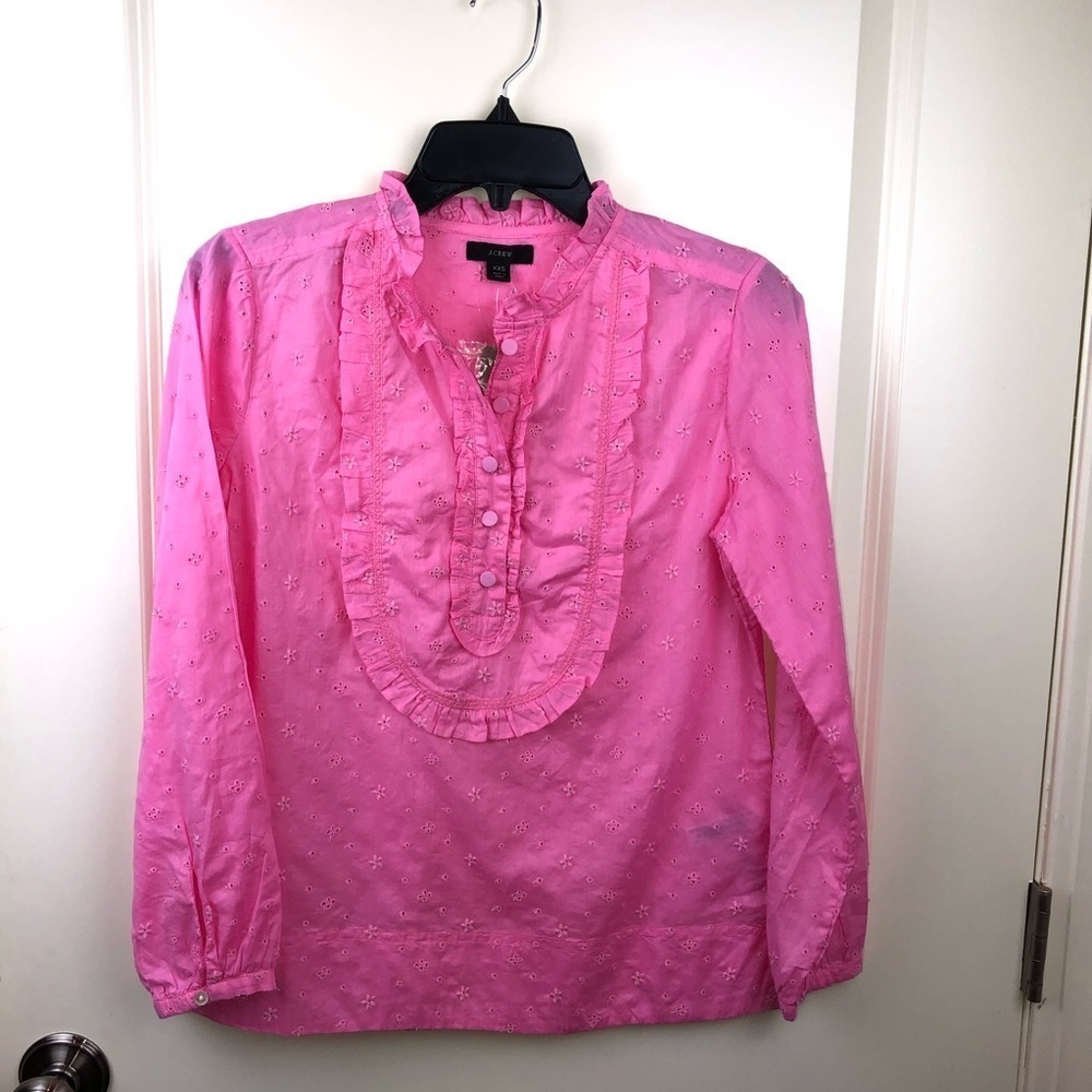 J Crew Pink Ruffle Floral Eyelet Larkspur Pink XXS - Picture 11 of 13